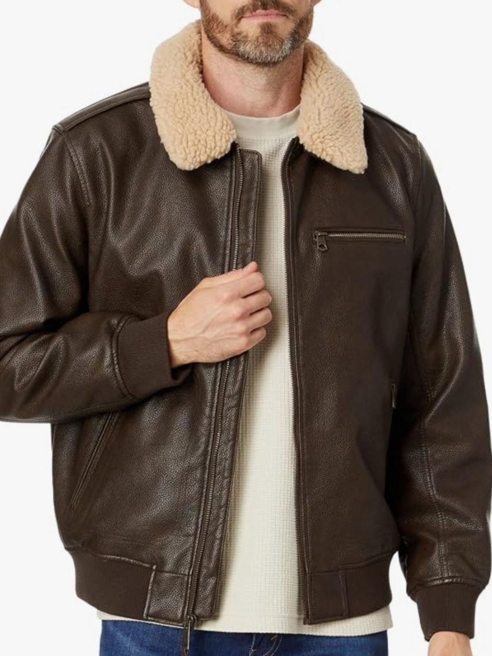 Levi's Unisex Faux Leather Aviator Bomber Jacket BROWN SMALL NEW